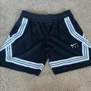 Nike Black and White Athletic Shorts with Stripes